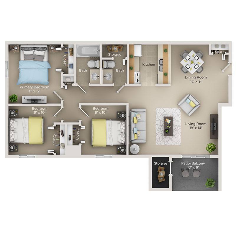 Floor Plan - Renovated Upper Flat III