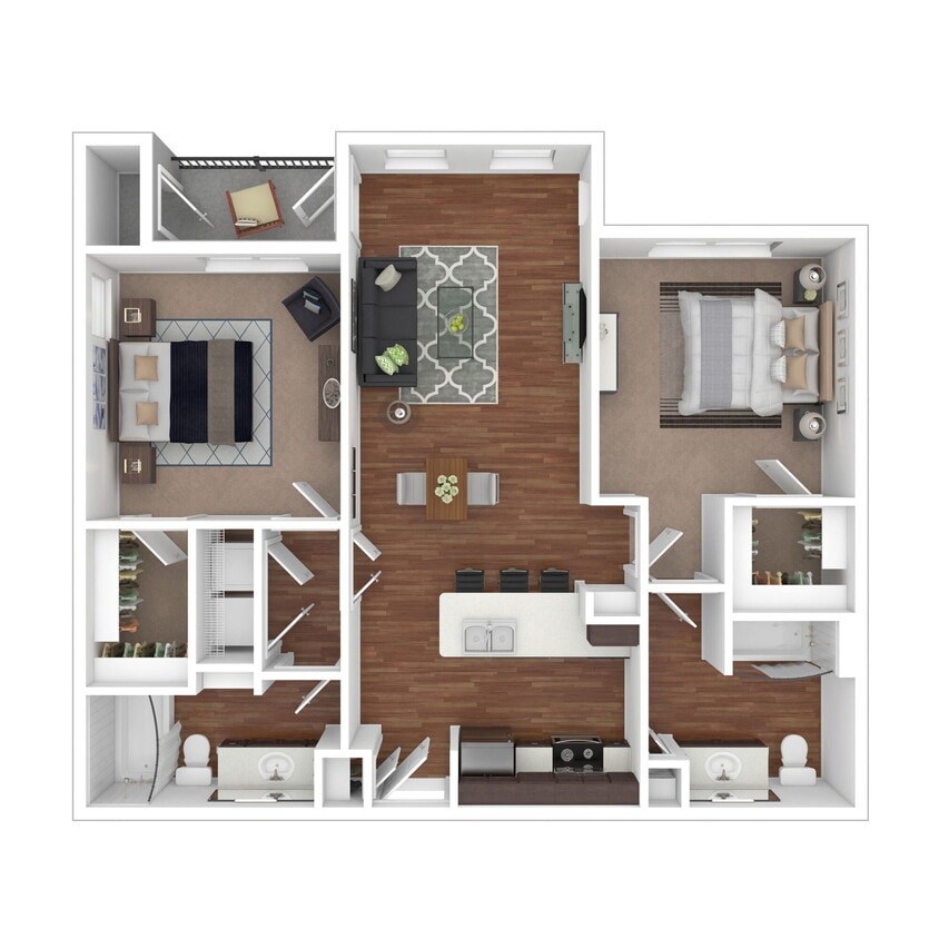 Floor Plan - 2 Bed 2 Bath 1080 SqFt (1035 Net)