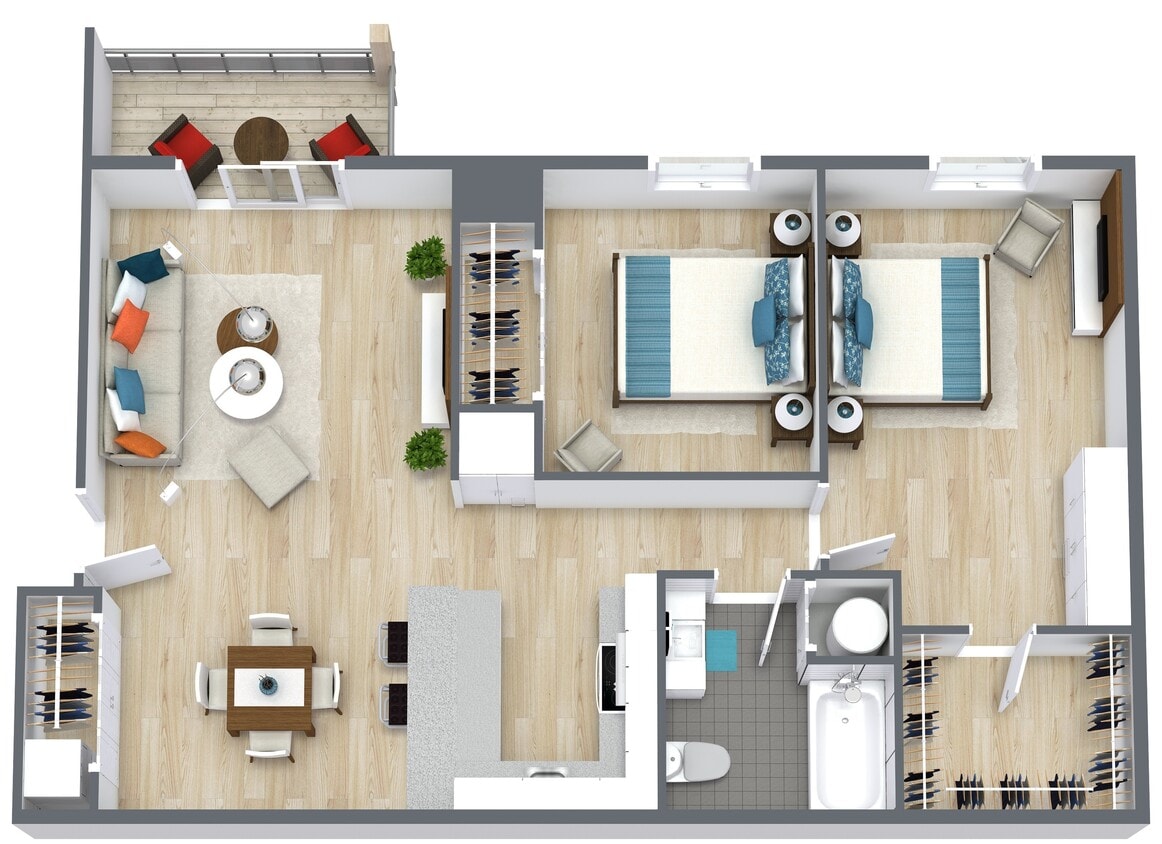 Floor Plan - Two Bedroom One Bathroom