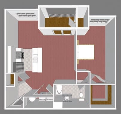 Floor Plan - One Bedroom Park Place