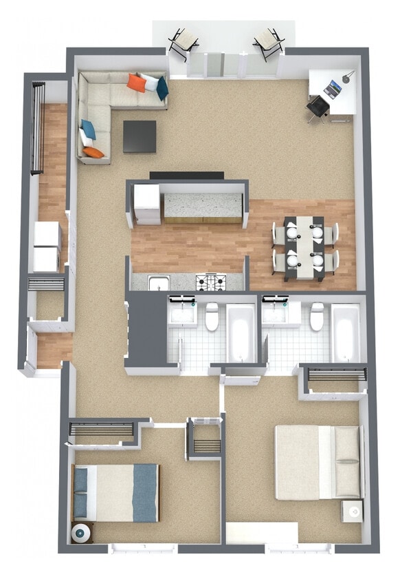 Floor Plan - 2 Bedroom  2 Bath 