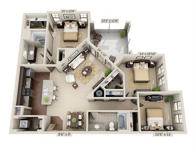 3 Bedroom | 2 Bath | 1382 SF - Harpeth