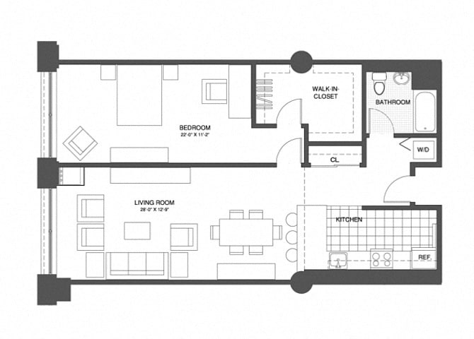 Floor Plan - 1 Bed/1 Bath