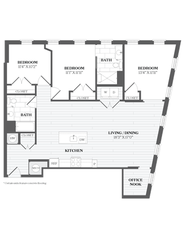 Floor Plan - 3 Bed/2 Bath-C1 367 Orange