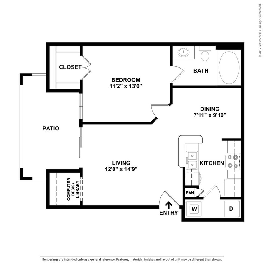 One bedroom apartment in Round Rock, Texas. - A1