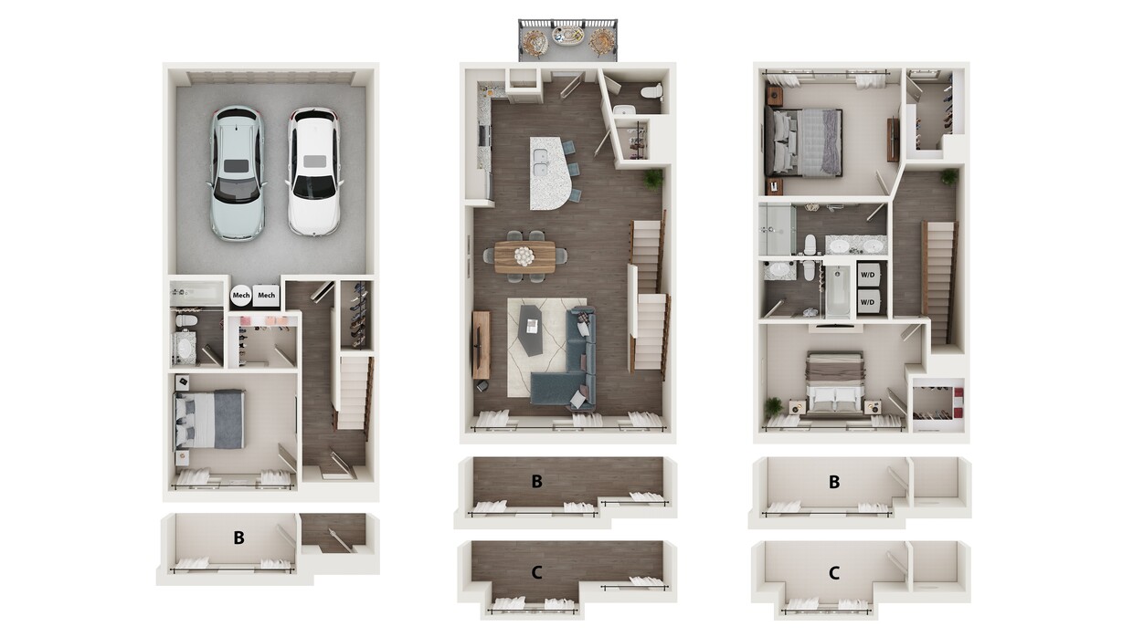 Floor Plan - 3 Bedroom Townhome