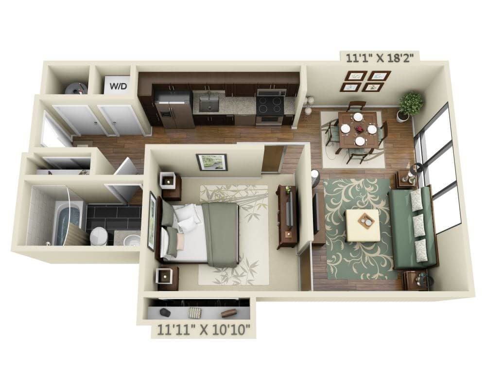 Floor Plan - One Bedroom A1C