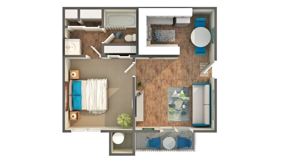 Evergreen 1-Bedroom Floorplan - Evergreen