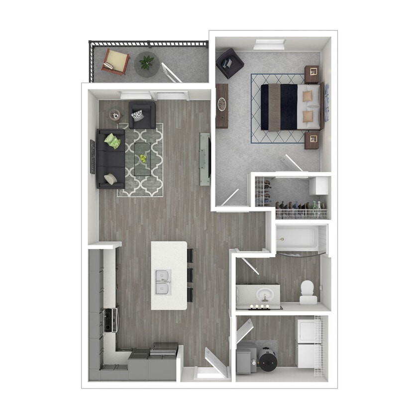 Floor Plan - One Bedroom With Patio