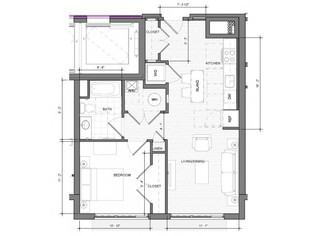 Floor Plan - 1BR-B