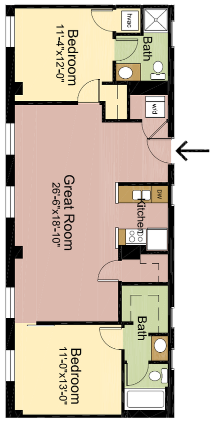 Floor Plan - 2 Bedrooms – 2 Bathrooms