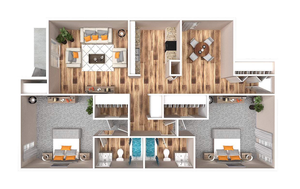 Two Bedroom - Two Bedroom Two Bathroom