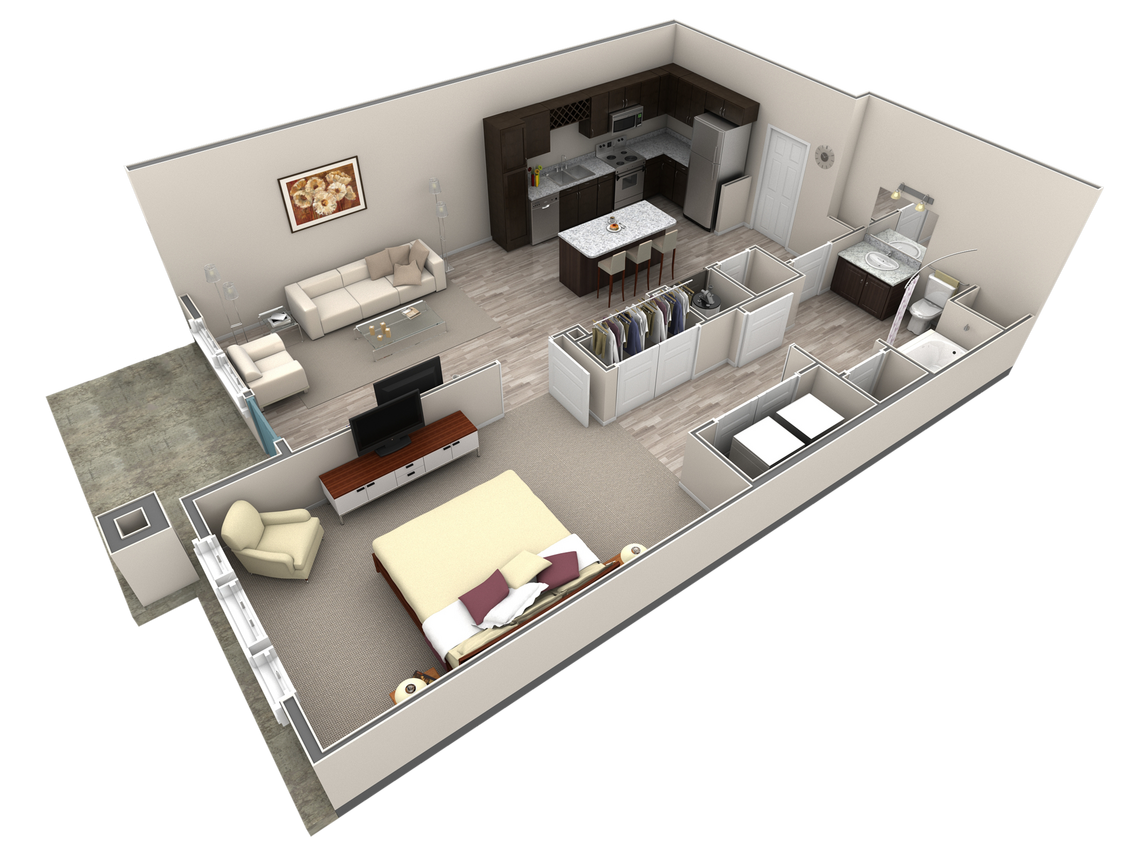 Floor Plan - 1 Bedroom Premier Courtyard