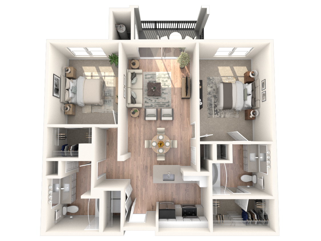 Floor Plan - B1 1070 | 2 Bed | 2 Bath