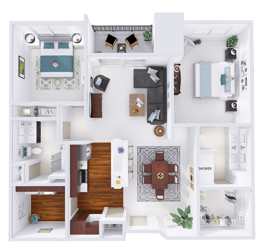 Floor Plan - WestTown - C6 - 2 Bed - 2 Bath