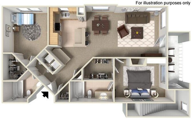 Floor Plan - F Americana 1045 to 1102 SF RENOVATED