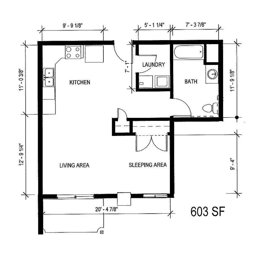 Floor Plan - Studio | 603 sqft
