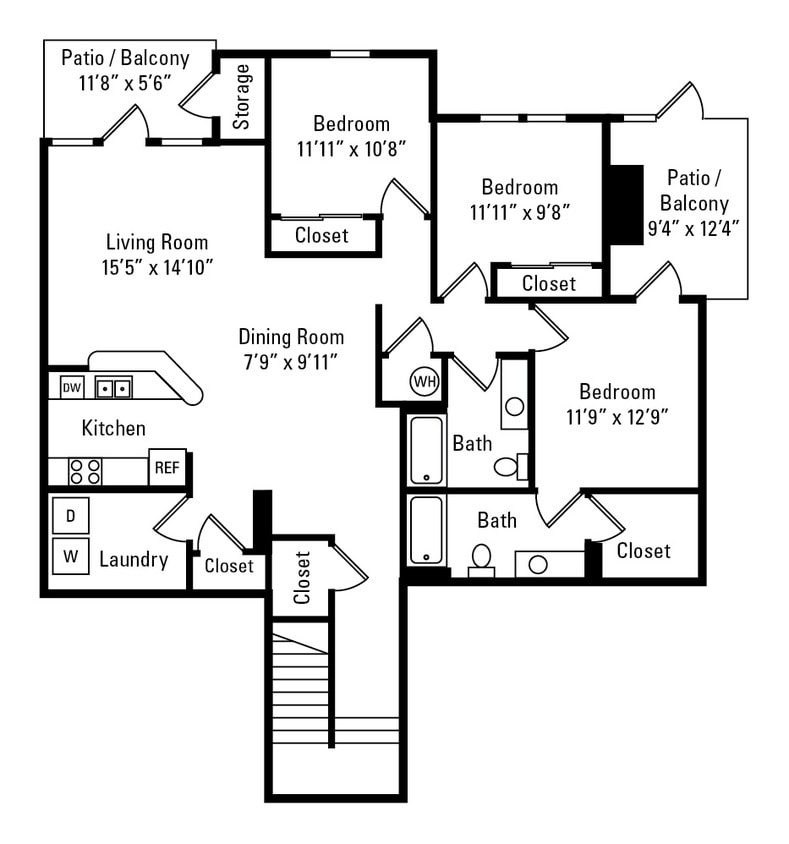 Floor Plan - 3 Bedroom, 2 Bath 1,657 sq. ft. - Cordell