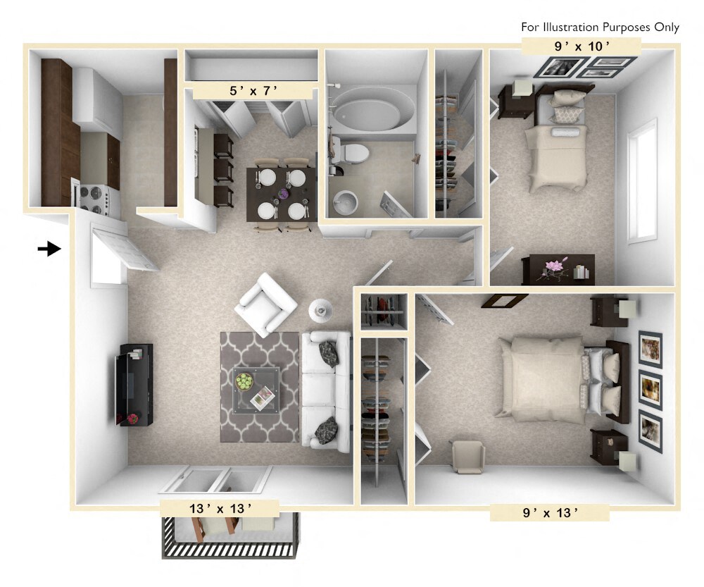 Floor Plan - The Thoroughbred 2 BR 1 BA