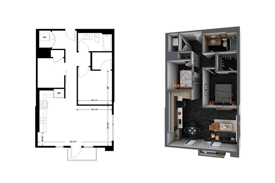 Floor Plan - a4 1 Bedroom Den
