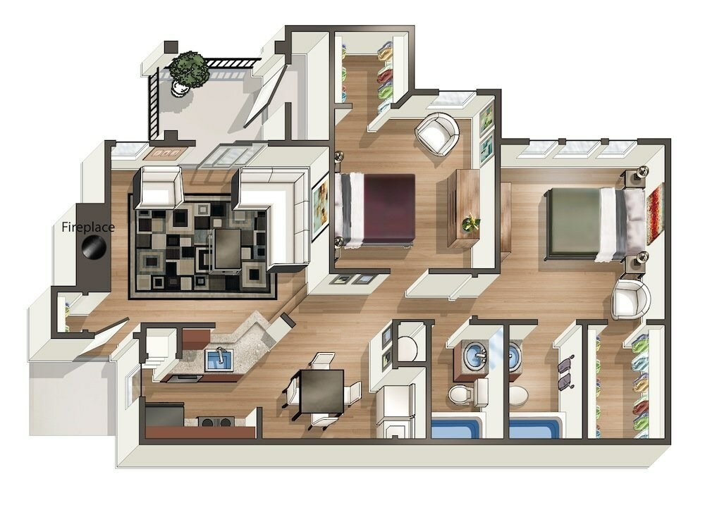 B2_2Bed_2Bath_936 sq ft - B2 - 2 Bedroom, 2 Bathroom