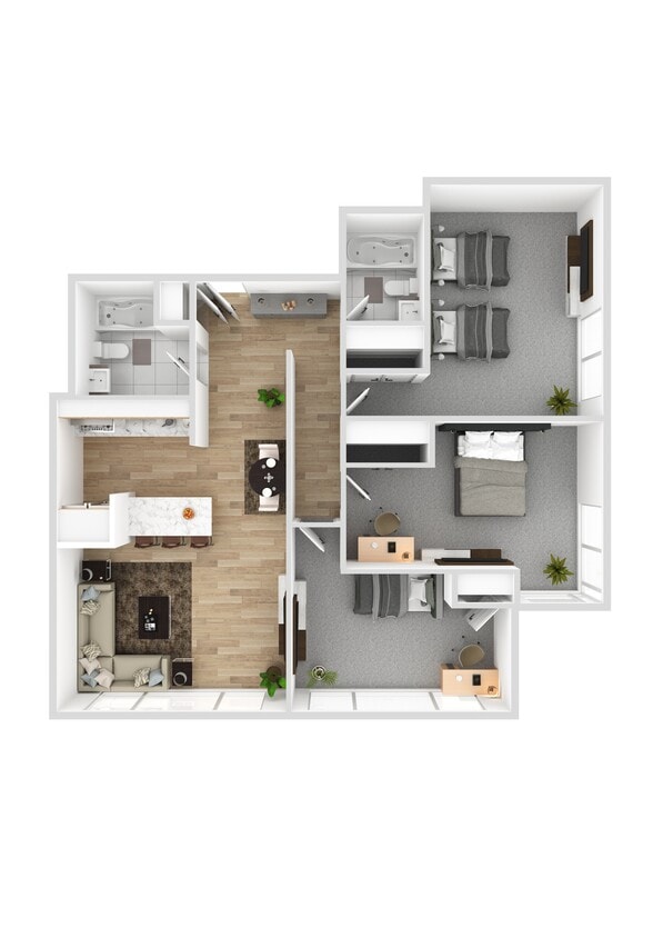 Floor Plan - YONO 3 bedroom 2 bath