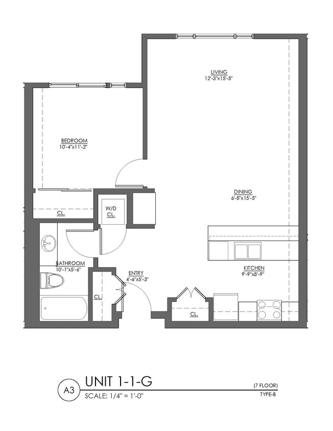 Floor Plan - 1 Bed 1 Bath - 786 sqft
