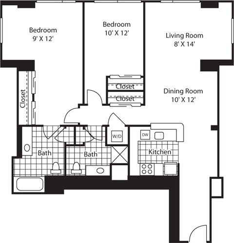 Floor Plan - Two Bedroom 1152