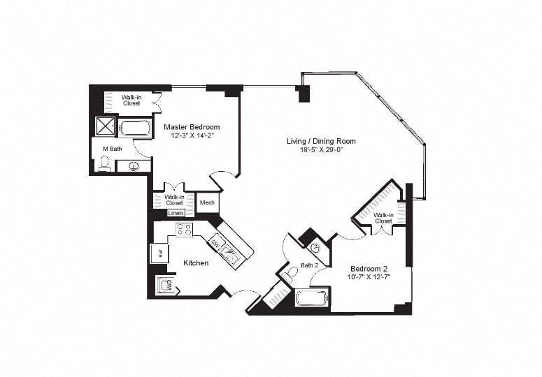 Floor Plan - 2 Bed/2 Bath-B14