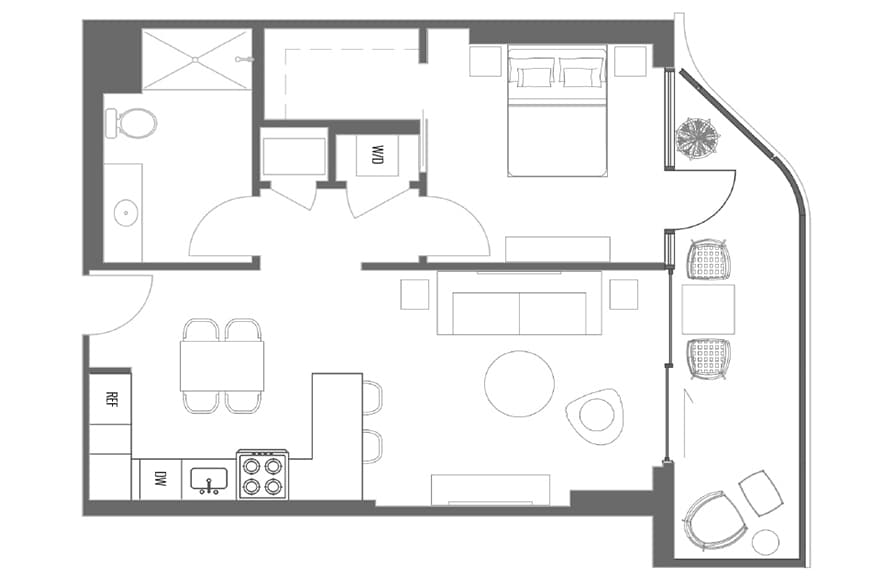 Floor Plan - A3A One Bedroom