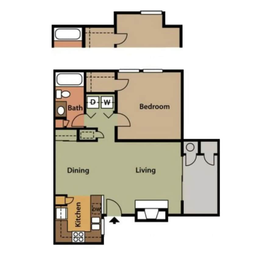 Floor Plan - 1 Bed 1 Bath B