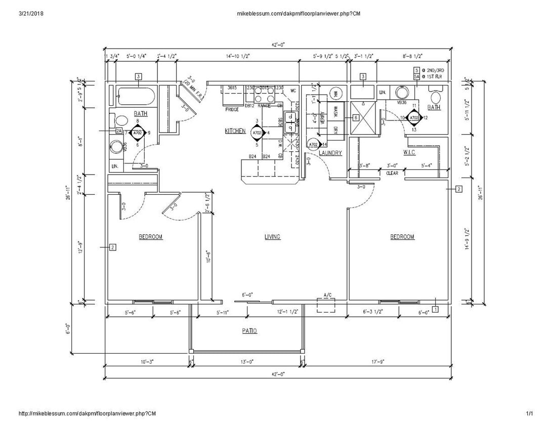 Floor Plan - 2BD/2BA/1CAR - 1ST FLOOR