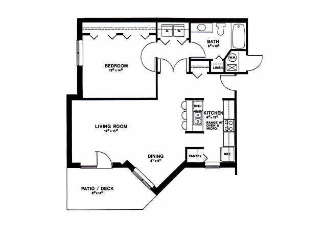 Floor Plan - 1 Bedroom 1 Bath Deluxe