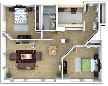 Floor Plan - Marlboro Classic - 2 Bed 1 Bath