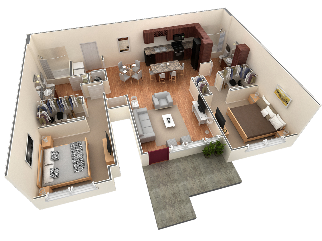 Floor Plan - 2 BR Grand Courtyard