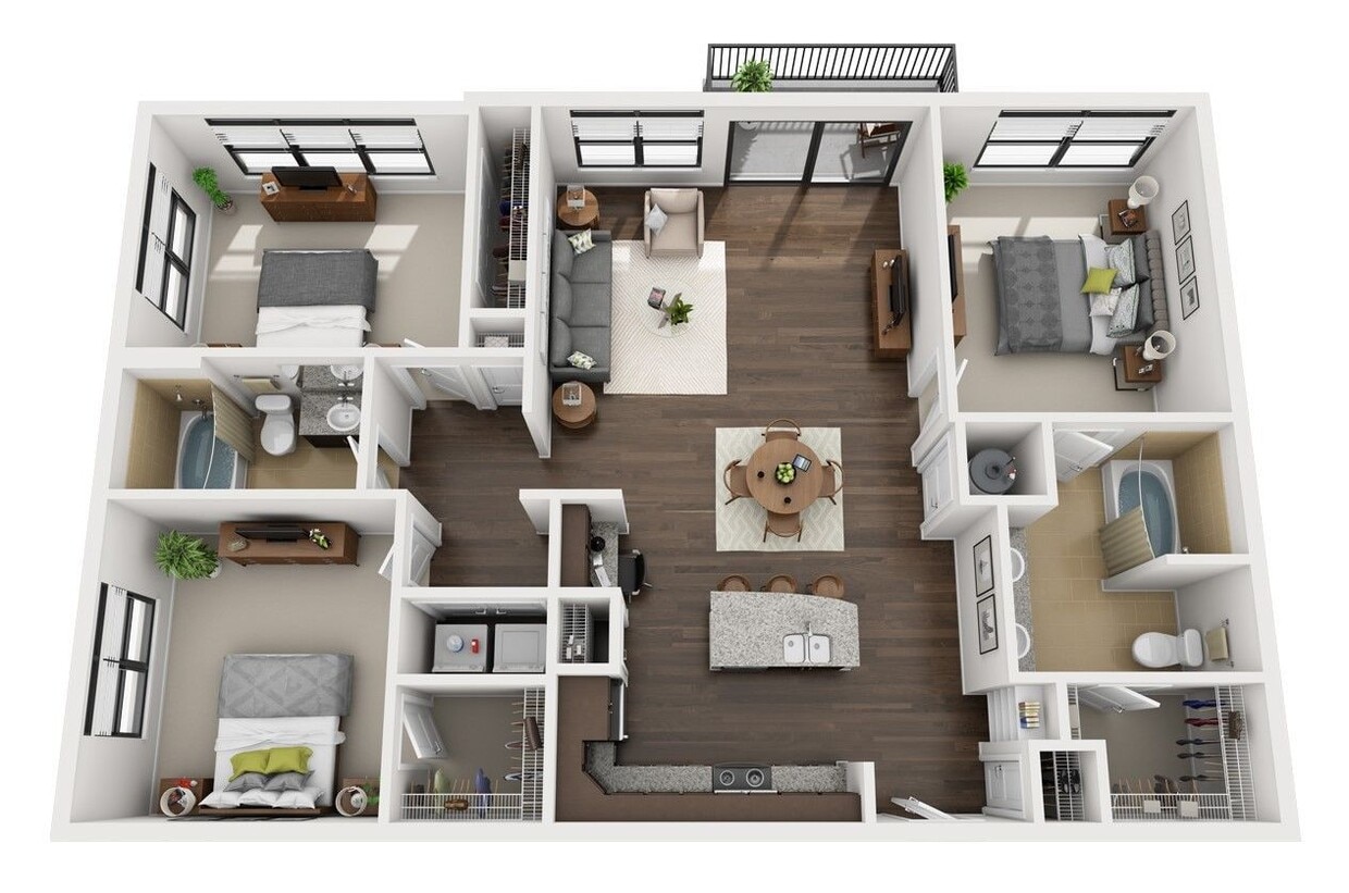 The Four - C1 - 2 Beds - 2 Baths - 1349 Sq. ft. - C1