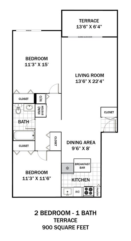 Floor Plan - 2 Bedroom Corner Balcony