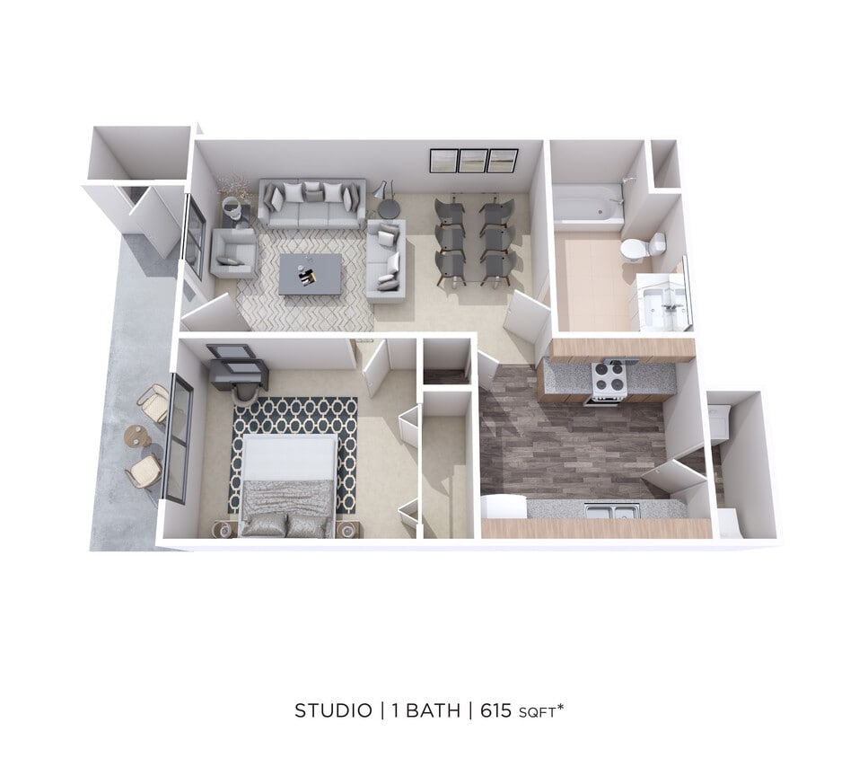 Floor Plan - One Bedroom - 615 sqft