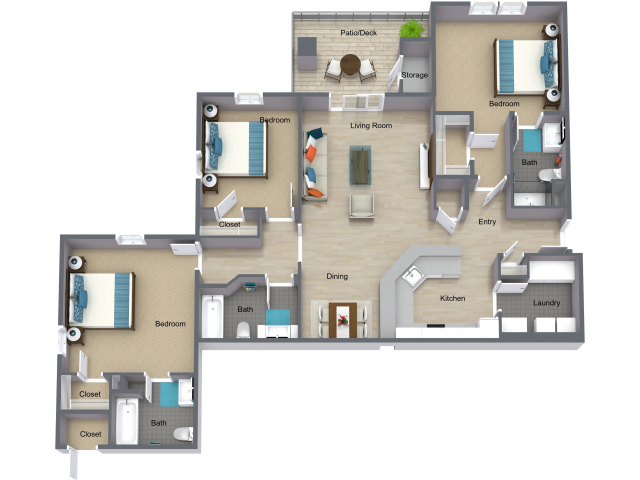 THREE BEDROOM - Floorplan F - 3x3 F