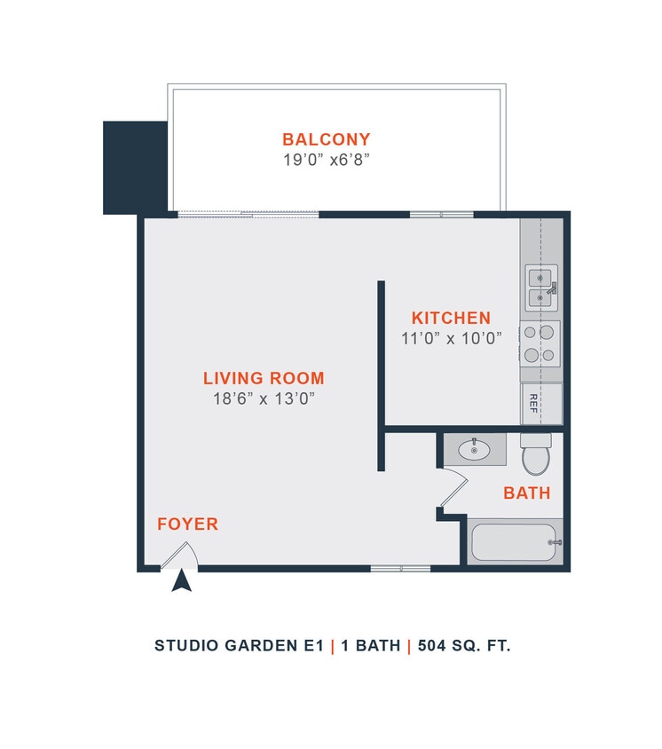 Floor Plan - Studio | 1 Bath