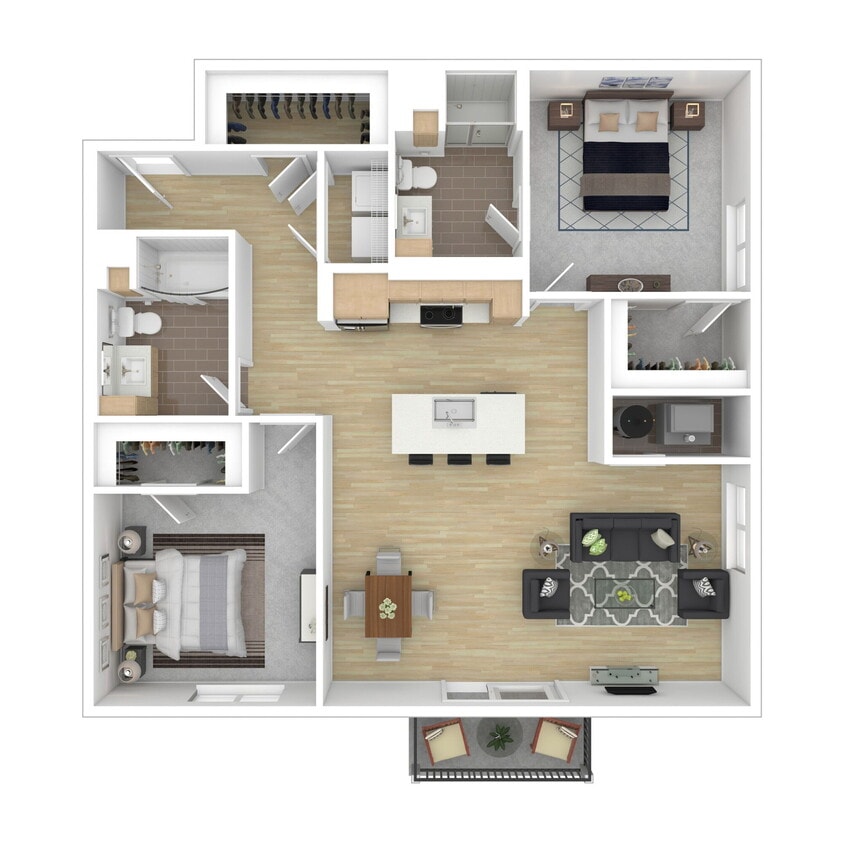 Floor Plan - Two Bed Two Bath 2F