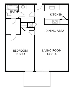 Floor Plan - 1 Bedroom 1 Bathroom