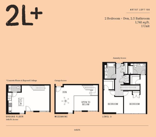 Floor Plan - 2x2.5 Den - 1741