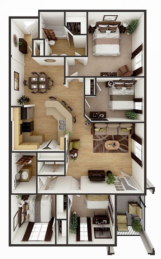 Floor Plan - LSA -4BR2BLakeside Apartments