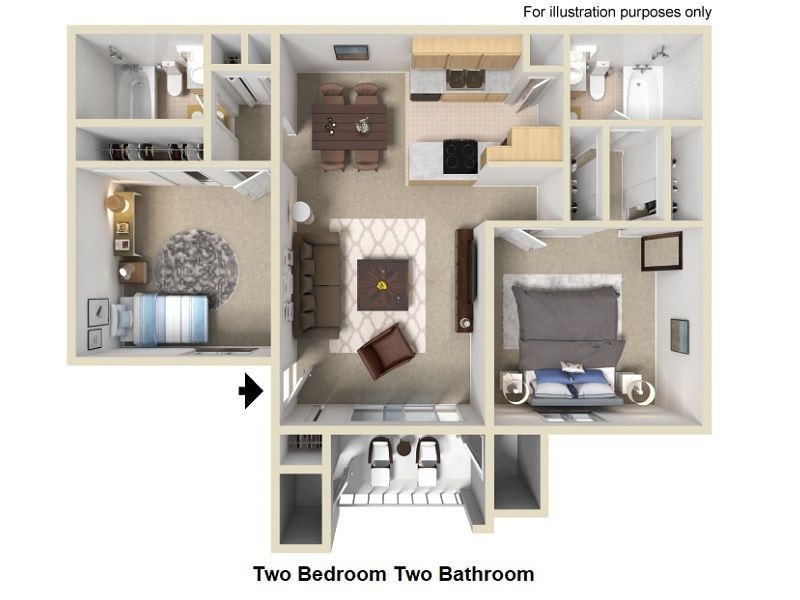 Floor Plan - 2 Bedroom / 2 Bath  ($1,200 MOVE IN BONUS *)