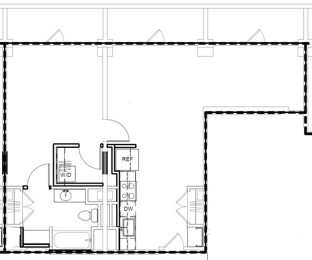 Floor Plan - West 7th | 1 Bedroom + Den, 1 Bathroom | Pentho...
