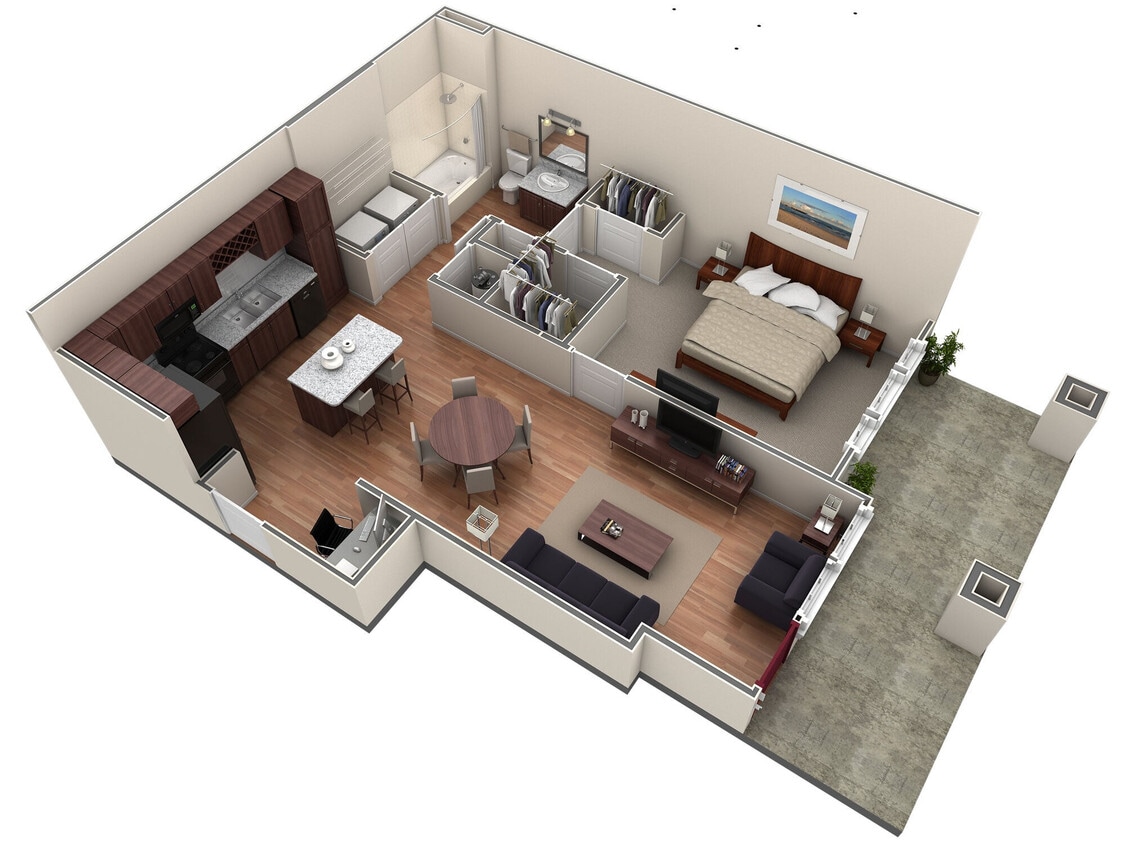 Floor Plan - 1 BR Designer Courtyard