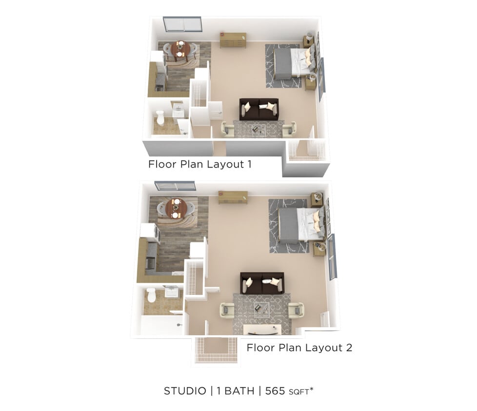 Floor Plan - Studio - 565 sqft