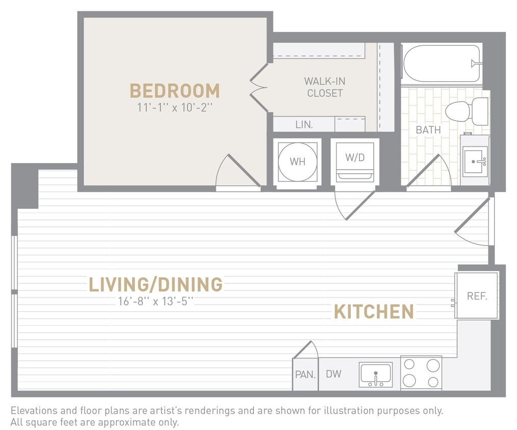Floor Plan - 1 Bed 1 Bath-A02