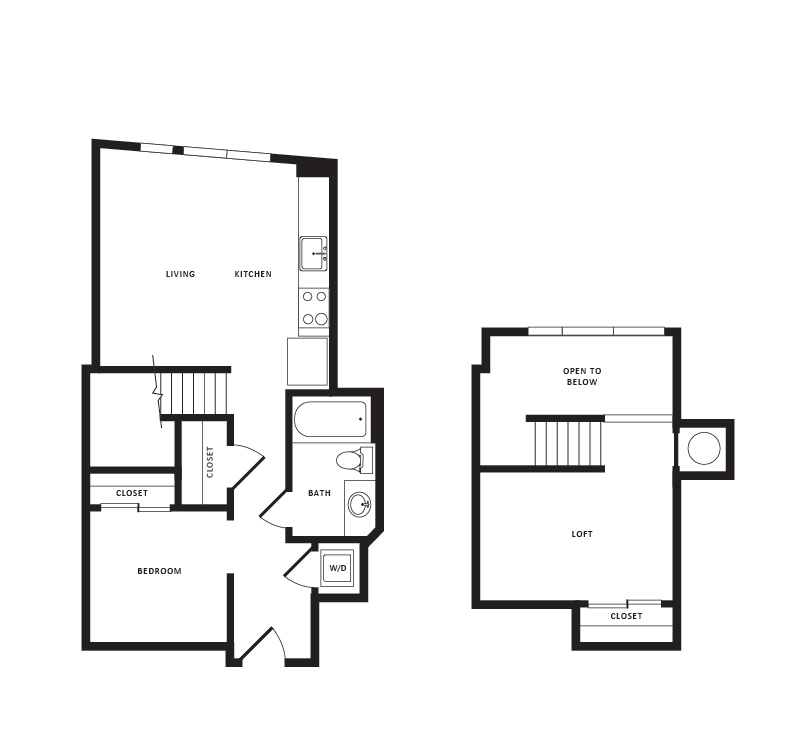 Floor Plan - 1 Bed/1 Bath Loft-A03L Modern